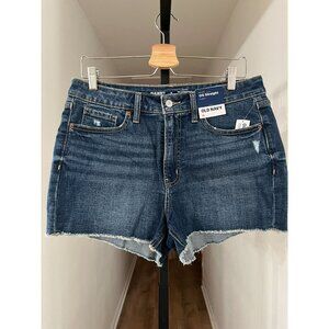 NWT Old Navy Womens High-Rise OG Straight Denim Shorts Size 12 With Frayed Hem